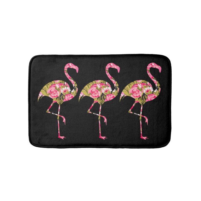 Tapete De Banheiro Flamingos Florais Tropicais (frente)
