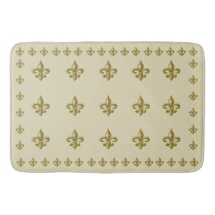 Tapete De Banheiro Fleur de Lis Off White Yellow Dourado