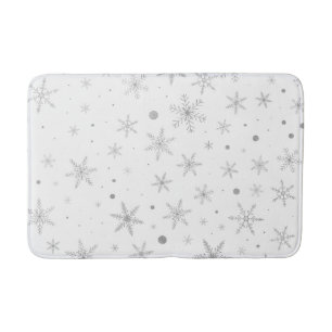 Tapete De Banheiro Floco de Neve Brilhante - Cinza de Prata e Branco-