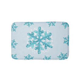 Tapete De Banheiro Flocos de neve azuis Natal / Bath Mat do inverno