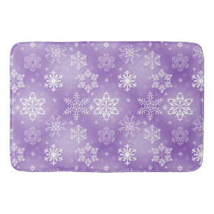 Tapete De Banheiro Flocos de neve de inverno em roxo