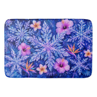 Tapete De Banheiro Flocos de Neve de Inverno Tropical
