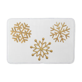 Tapete De Banheiro Flocos de neve metálicos Dourados em branco