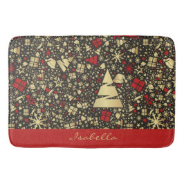 Tapete De Banheiro Flocos de neve personalizados do Santa Hat é uma á