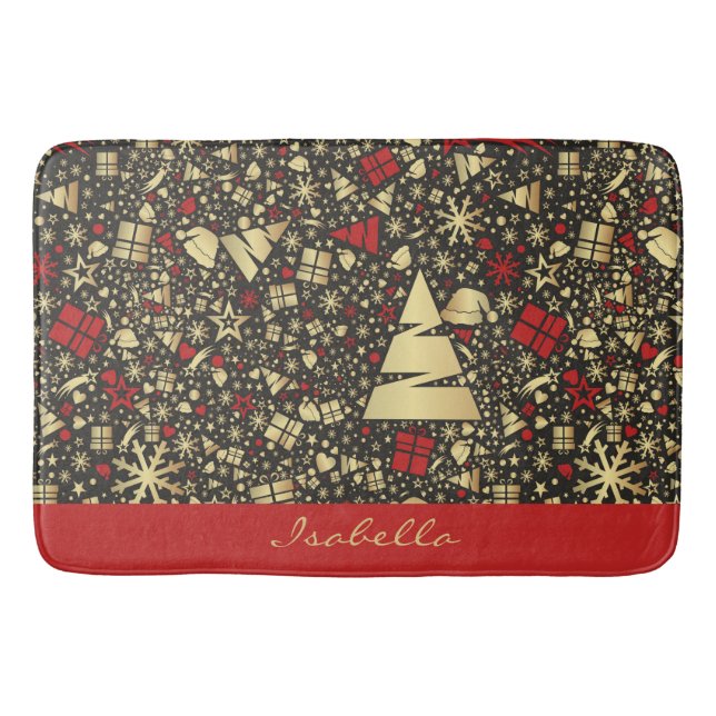 Tapete De Banheiro Flocos de neve personalizados do Santa Hat é uma á (Frente)