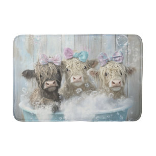 Tapete De Banheiro Floffy Highland Calves Bubble Bath Farmhouse Cena