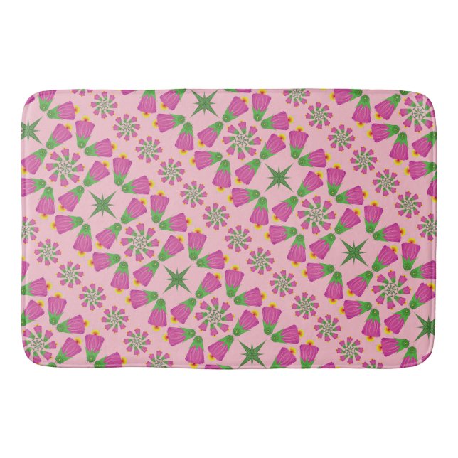 Tapete De Banheiro Flor Celular Mandalas Bath Mat Rosa (Frente)
