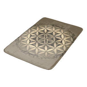 Tapete De Banheiro Flor da Vida de Mandala em Cores Sepia