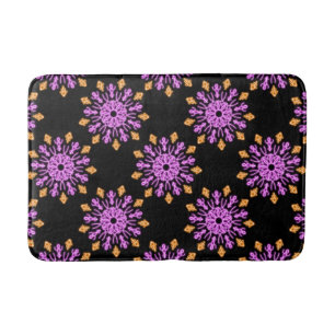 Tapete De Banheiro Flor de néon rosa e laranja