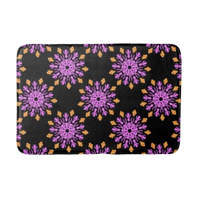 Tapete De Banheiro Flor de néon rosa e laranja (Frente)