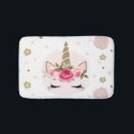 Tapete De Banheiro Flor de Unicórnio Rosa e Dourado Desabrocha Tendên<br><div class="desc">Tapete de banho personalizado.</div>