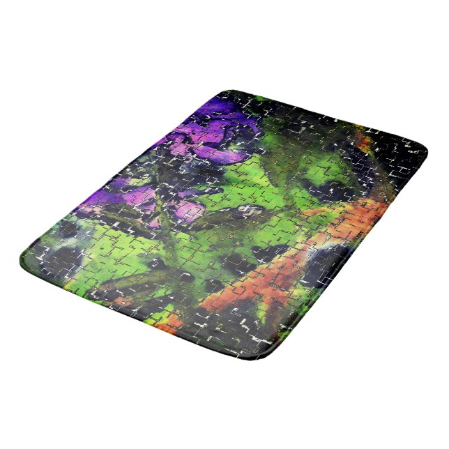 Tapete De Banheiro Flor e folhas, envelhecidas em mosaico esculpido (Angulado)