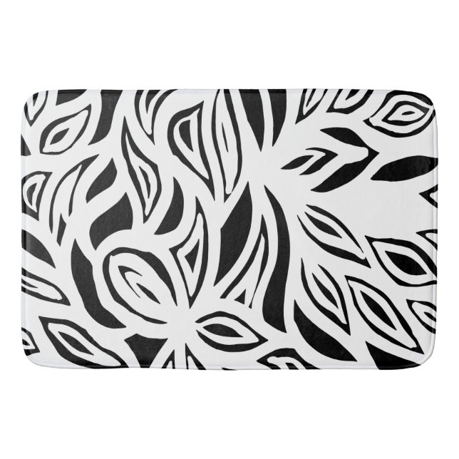 Tapete De Banheiro Flor escovado preto e branco (Frente)