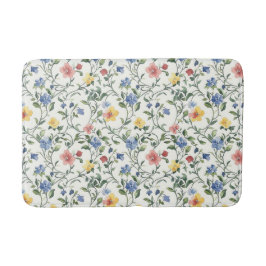 Tapete De Banheiro Flor Silvestre Aquarela Amarela Azul 