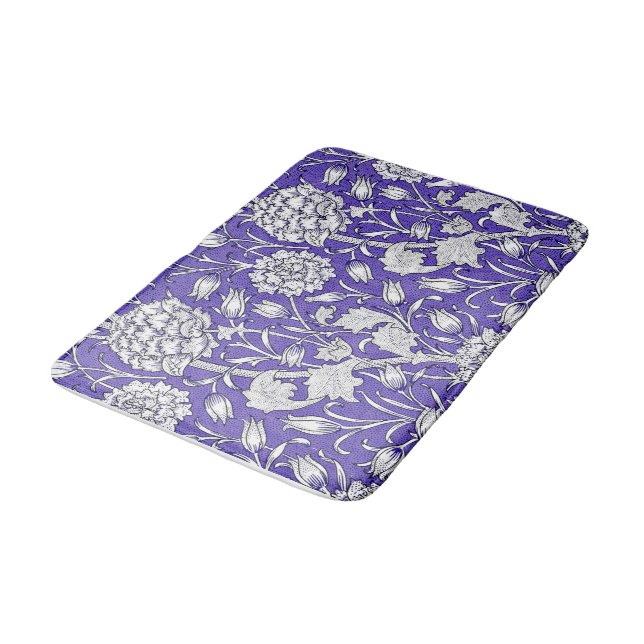Tapete De Banheiro Florais de vintage em branco sujo e roxo suave (Angulado)