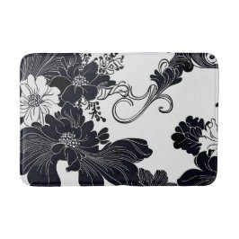 Tapete De Banheiro Florais Elegantes eternos Pretos e Brancos