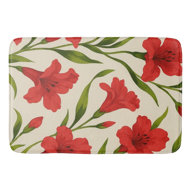 Tapete de Banheiro florais vermelha  (Frente)