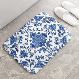 Tapete De Banheiro Floral Azul Chinoiserie Aquarela Branca