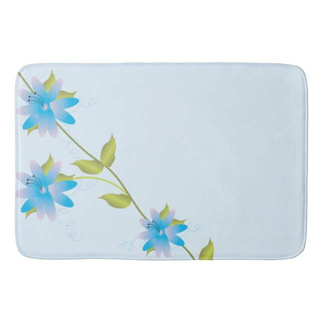 Tapete De Banheiro Floral Azul Moderno (Frente)