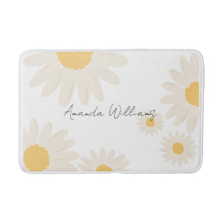 Tapete De Banheiro Floral Daisy Modern Minimalista White Bath Mat
