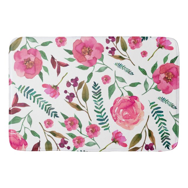 Tapete De Banheiro Floral de Aquarela (Frente)