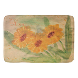 Tapete De Banheiro Floral De Aquarela Com Taupe