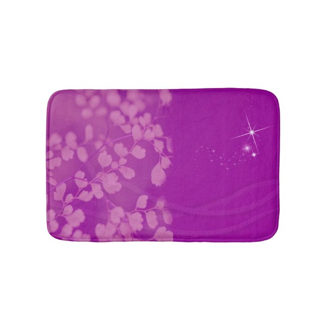 Tapete De Banheiro Floral de Brilho Roxo Personalizado (frente)