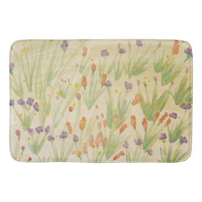 Tapete De Banheiro Floral de Cores de Água Simples (Frente)