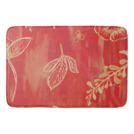 Tapete De Banheiro Floral de Dourada Água Vermelha