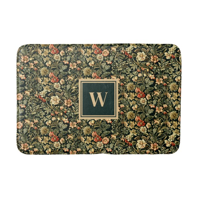 Tapete De Banheiro Floral Green William Morris Inspira Monograma (Frente)