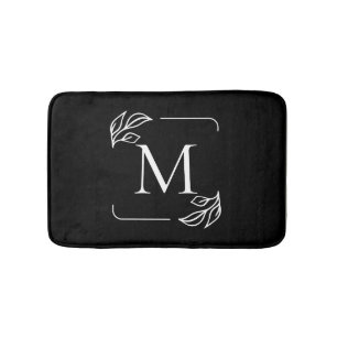 Tapete De Banheiro Floral Minimalista Preto e Branco