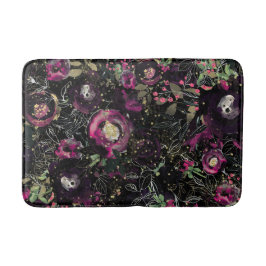 Tapete De Banheiro Floral Moderno de Ameixa Berry Escuro e Sombrio co