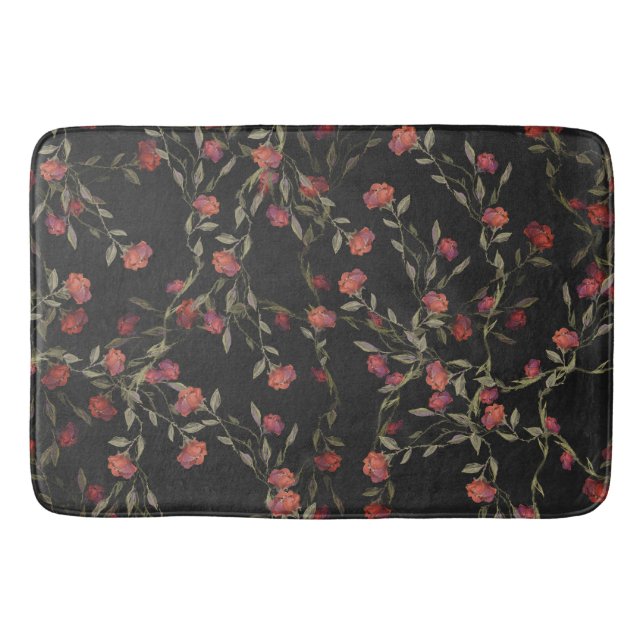 Tapete De Banheiro Floral Moody Preto Escuro (Frente)