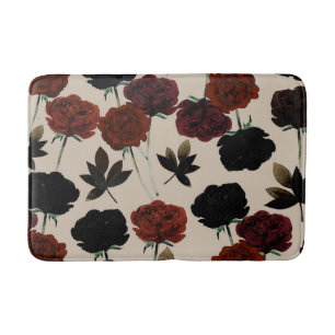 Tapete De Banheiro Floral Oscuro Atrevido Vermelho e Bege Preto Botân
