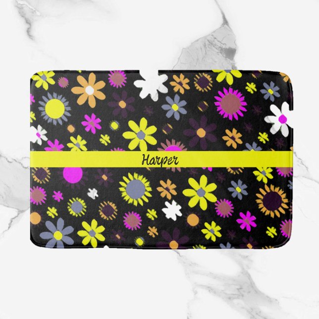 Tapete De Banheiro Floral Preto do Mod (Criador carregado)