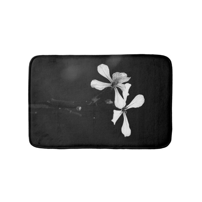 Tapete De Banheiro floral preto e branco mínimo (frente)