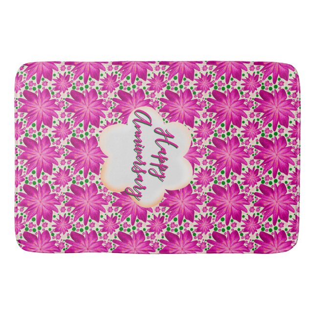 Tapete De Banheiro Floral rosa personalizado e customizado  (Frente)