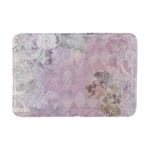 Tapete De Banheiro Floral roxo do vintage gasto