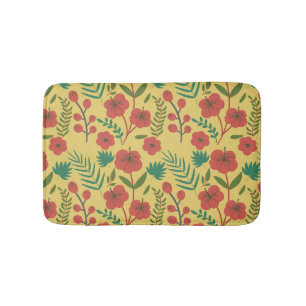Tapete De Banheiro Floral, sem costura, flores amarelas vermelhas