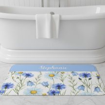 Floral Silvestre Personalizado Aquarela Azul