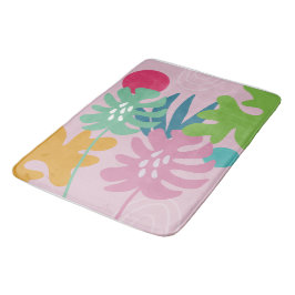 Tapete De Banheiro Floral tropical abstrato simples moderno rosa