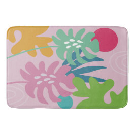 Tapete De Banheiro Floral tropical abstrato simples moderno rosa
