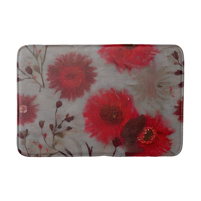 Tapete De Banheiro Floral Vermelho (Frente)