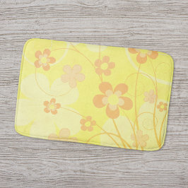 Tapete De Banheiro Flores Amarelas Laranja Simples Verão Retro Floral