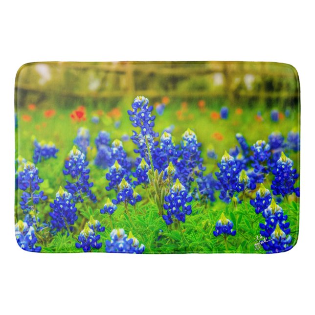 Tapete De Banheiro Flores Azuis Elegantes, Texas Bluebonnets Moderno (Frente)