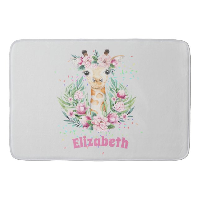 Tapete De Banheiro Flores Boho Giraffe Chamadas Meninas, Dons De Adol (Frente)