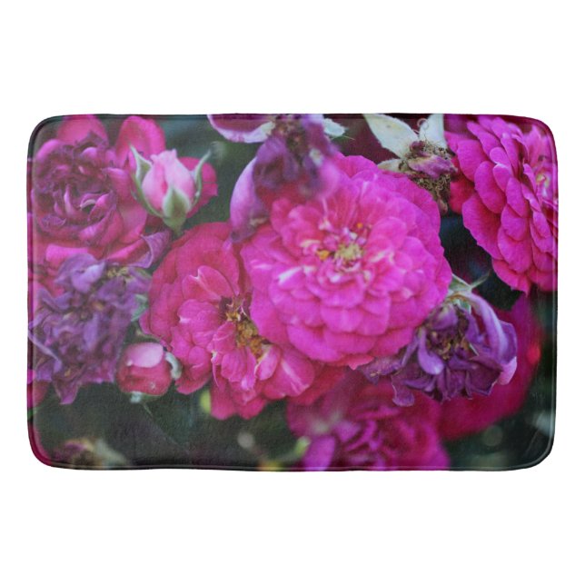 Tapete De Banheiro Flores Bonitas Magenta Rosa e Roxo (Frente)