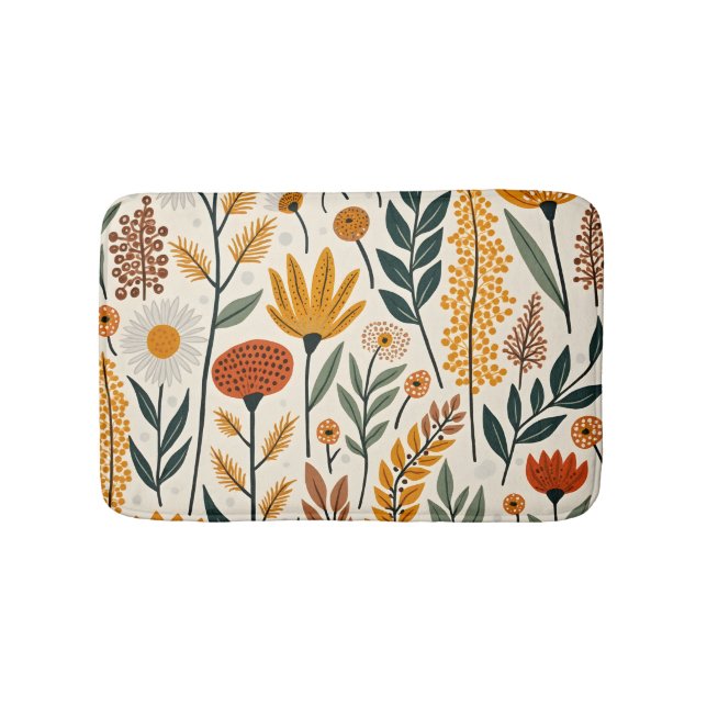 Tapete De Banheiro Flores Botânicas Boho Design de Plantas 390 (frente)