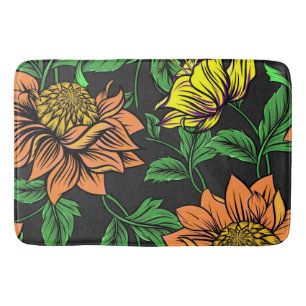 Tapete De Banheiro Flores Brilhantes Surgem do Fundo Preto