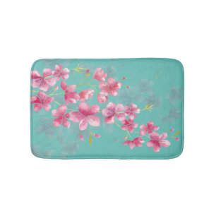 Tapete De Banheiro Flores cor-de-rosa de cereja no chá